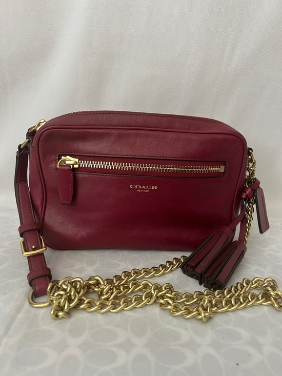 Coach Handbags - Coach Rare Legacy Flight Deep Rich Red Leather Gold Chain Crossbody Bag Purse 🌺🌺